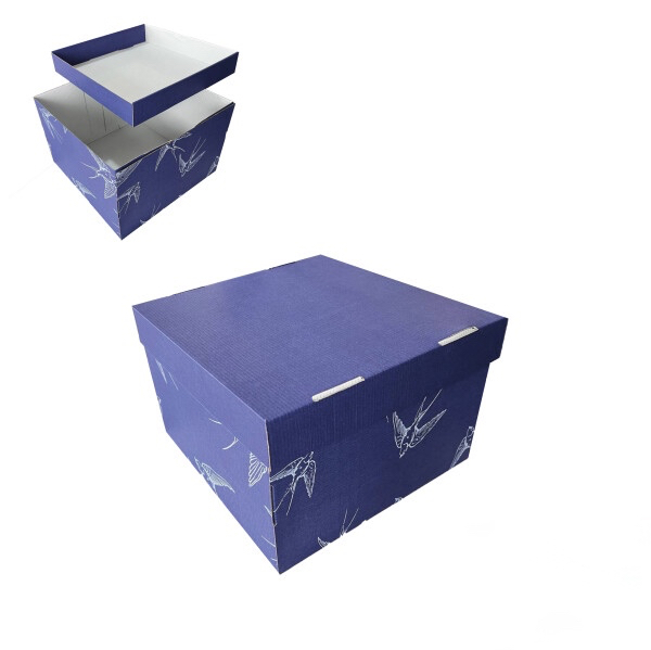 Коробка подарункова 30*30*20 см мікрогофра фіолетова ластівки