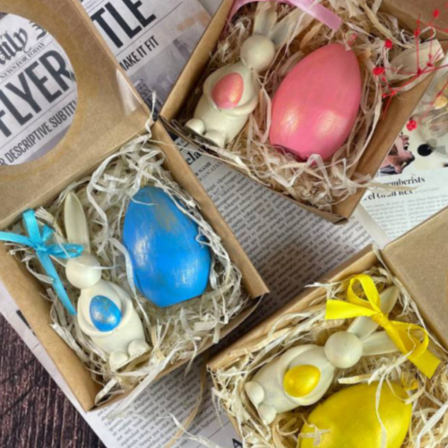 Набір свічок "Зайчик з яйцем" 5C 2 шт (бджолиний віск) мікс кольорів