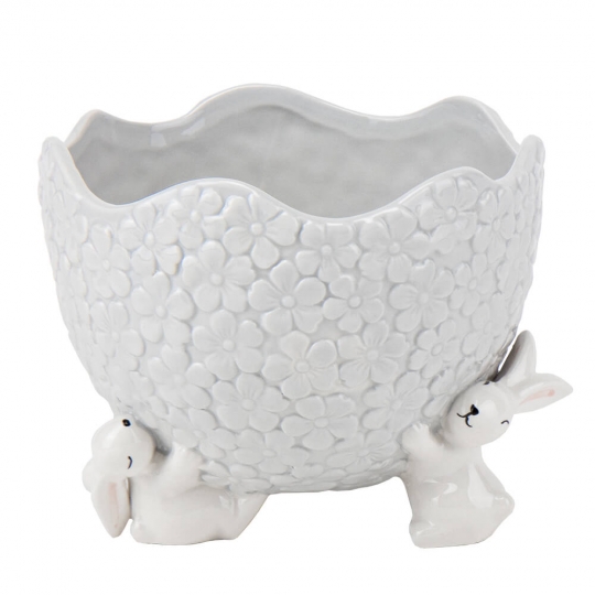 Кашпо керамічне "Великодній горщик" 15,5 см сірий