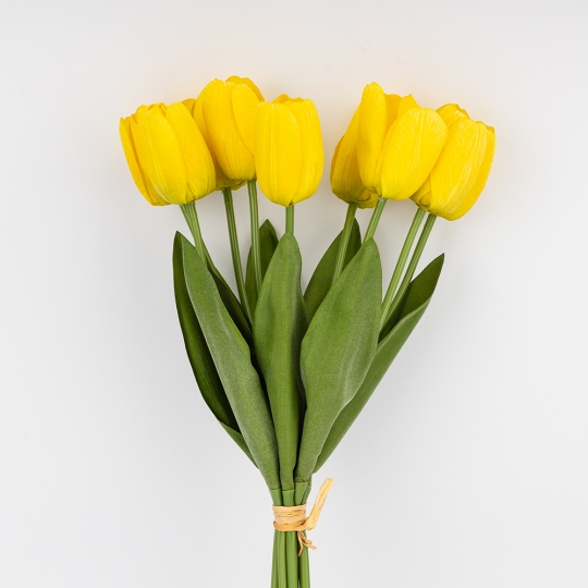 Штучний букет тюльпанів 9 бутонів/ 45 см (латекс/ живий дотик) жовтий