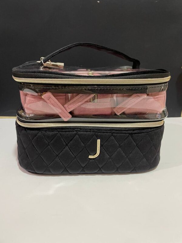 Косметичка-кейс 4 в 1 Primark велюрова на 2 віділення чорна/ рожеві