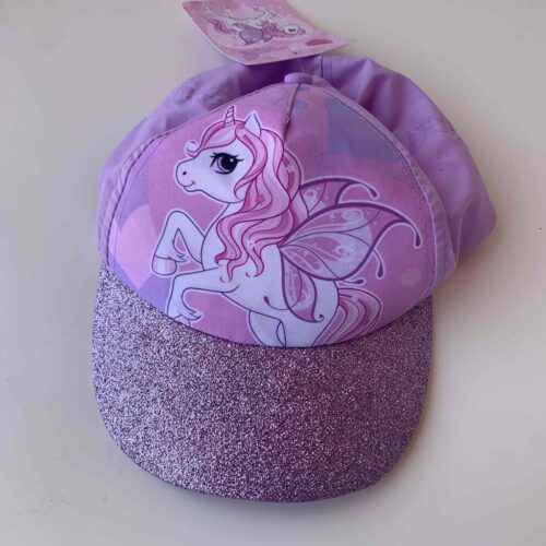 Кепка дитяча "Єдиноріг" фіолетова з блискучим козирком