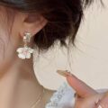 Сережки "Квіти" з рожевими кристалами (10641)