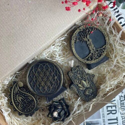 Набір воскових свічок "Символи життя" 5C 5 шт чорно-золоті