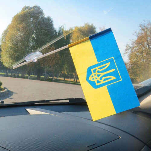 Автомобільний Прапор України з Тризубом на присосці (20*15*30 см)