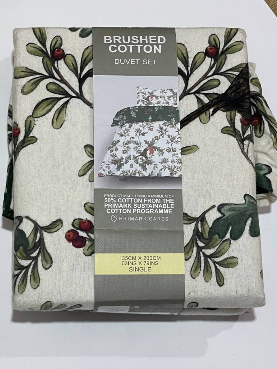 Постіль "Зимова пташка" Primark SINGLE 135*200 підковдра двостороння/ 1 наволочка (74*48) варена бавовна
