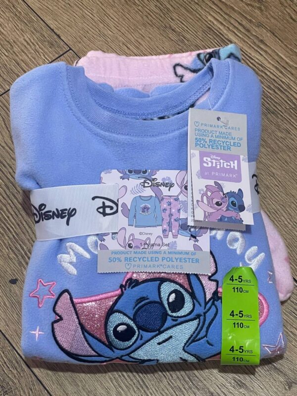 Піжама дитяча Primark "Stitch" флісова блакитно-рожева
