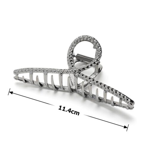 4b4408df-6499-4e7e-a08d-e60bf4766a35.jpg Заколка/краб для волосся "Петля" металева 11,4 см графітова