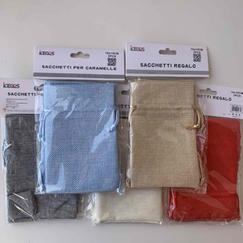 Мішечок імітація мішковини мікс кольорів (10*15)