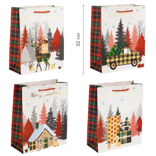 Пакет подарунковий "M" (32*26*12) Новорічний