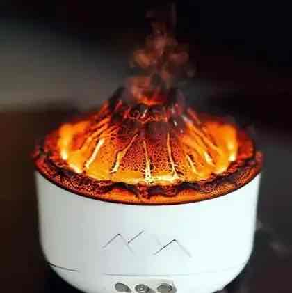 Зволожувач повітря/Нічник/Аромалампа «Вулкан» з ефектом полумʼя та підсвіткою