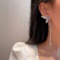 Сережки металеві "Стрикоза" срібні з блакитними камінцями (10234)