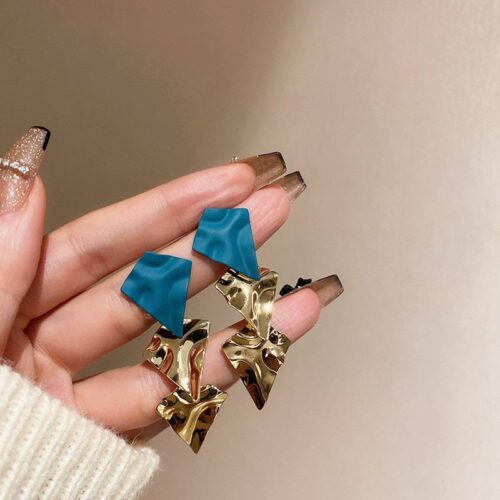 4dac1a4f-20b6-4bc1-8adb-82d7d285939d.jpg Сережки "Геометрія" металеві сині з золотим (8062)