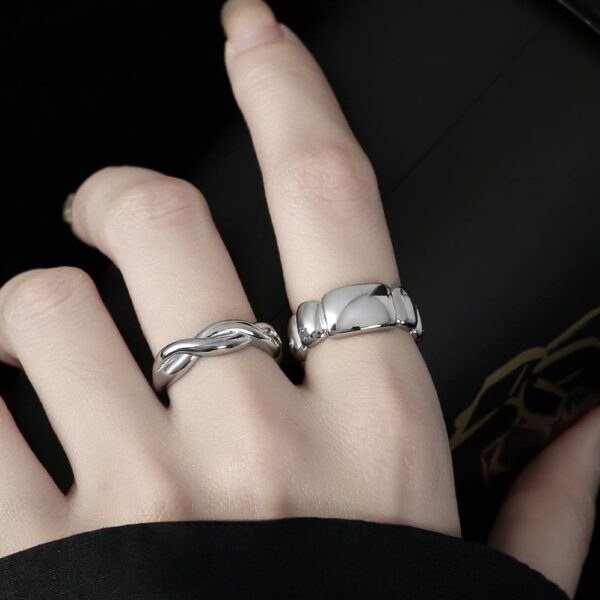 Каблучка жіноча геометрична абстрактна срібна (10601)
