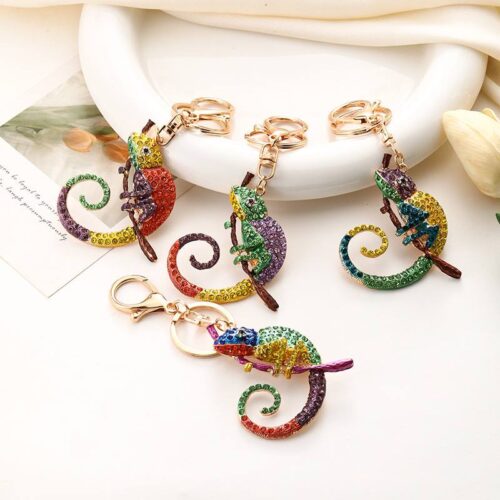 Брелок "Ящірка" металевий зі стразами