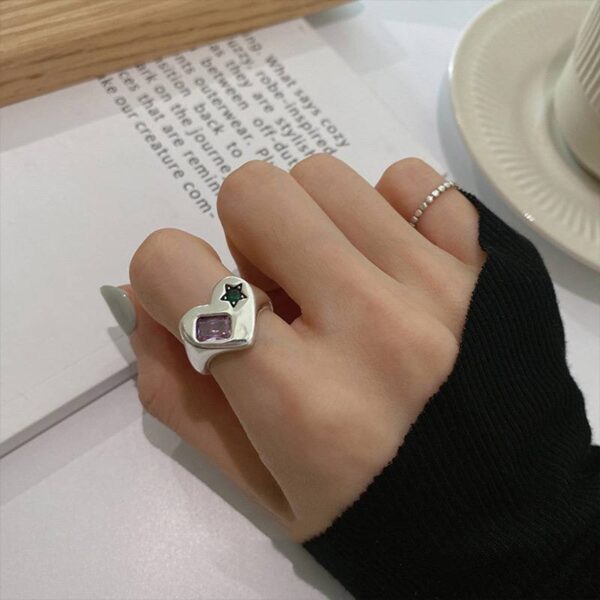 Каблучка жіноча "Геометрична" з камінцями срібна (10506)