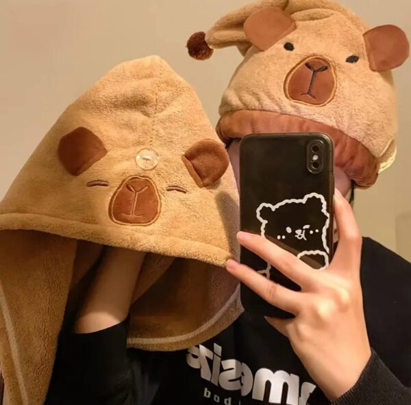 Тюрбан / шапочка для сушки волосся "Капібара" фліс