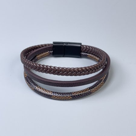 4ff0928f-72f1-4e58-bb65-e7523ca2a911.jpg Браслет чоловічий потрійний екошкіра коричнева s-11-18 мм L-22см