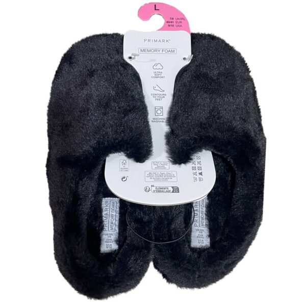 Тапочки-сабо жіночі пухнасті Primark (устілка меморі) чорні