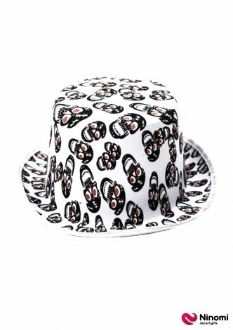 50d5c229-2909-45f8-835c-ca7ec38bdb2d.jpg Капелюх-Циліндр на Хелловін "Черепи" білий