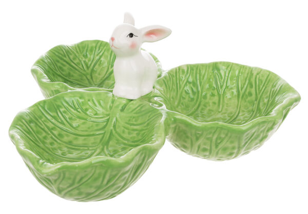 Менажниця керамічна "Зайчик з капустою" 21,5*21,5*10,5 см