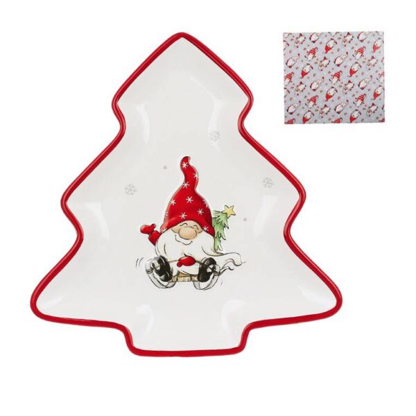 Блюдо керамічне у формі ялинки "Різдвяні Гноми" 21*20 см