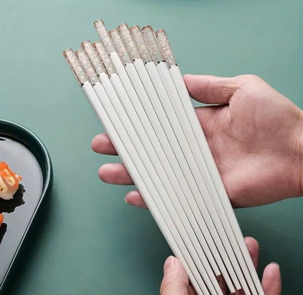 Палички для суші "Сакура" білі з акриловою вставкою 1 пара