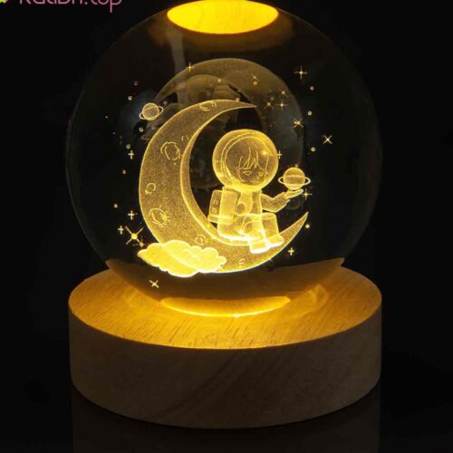 Нічник скляна куля "Астронавт на Місяці" 8 см