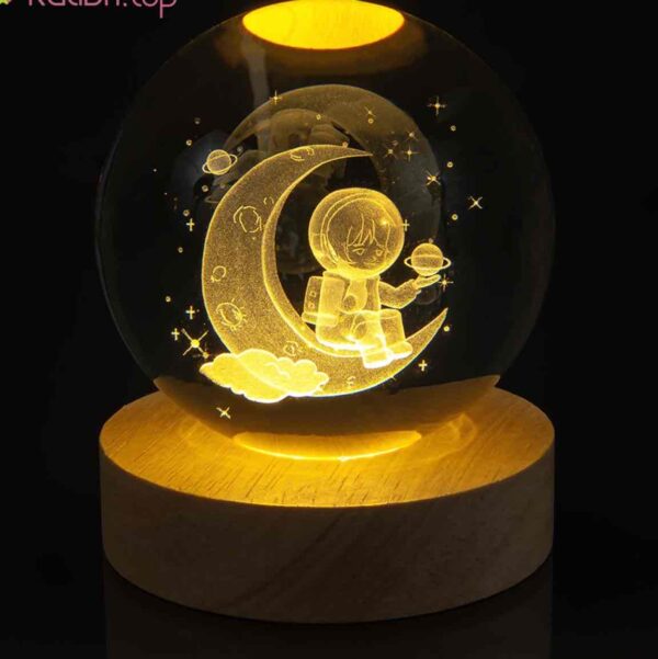 Нічник скляна куля "Астронавт на Місяці" 8 см
