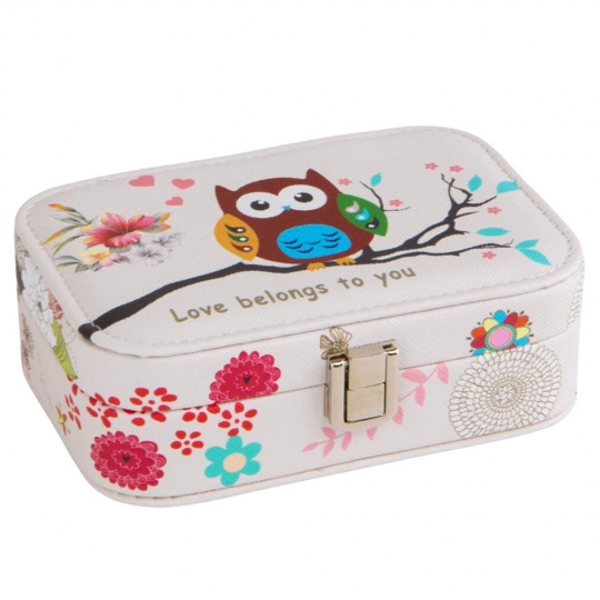 Скринька для прикрас з екошкіри "Совушки" 10*15*5 см