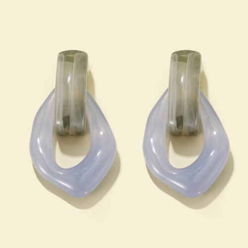 Сережки акрилові геометричні біло-сірі (8097)