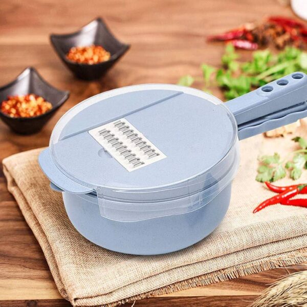 Терка/овочерізка багатофункціональна з контейнером з пшеничного волокна з різними  насадками та друшлаком