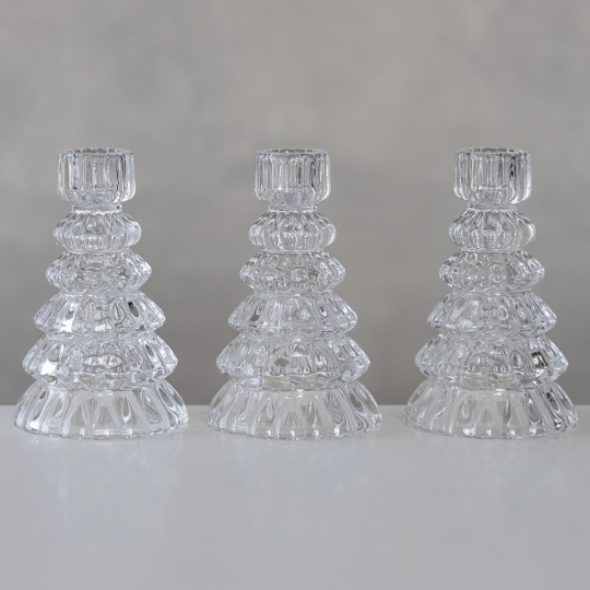 Підсвічник скляний "Ялинковий каскад" 13,3 см прозорий