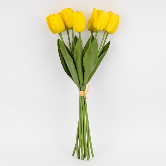 Штучний букет тюльпанів 9 бутонів/ 45 см (латекс/ живий дотик) жовтий