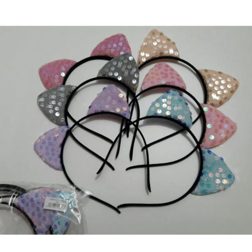 Обруч дитячий "Вушка котика" пластиковий з паєтками