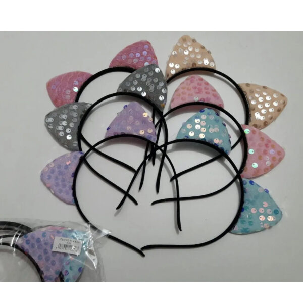 Обруч дитячий "Вушка котика" пластиковий з паєтками