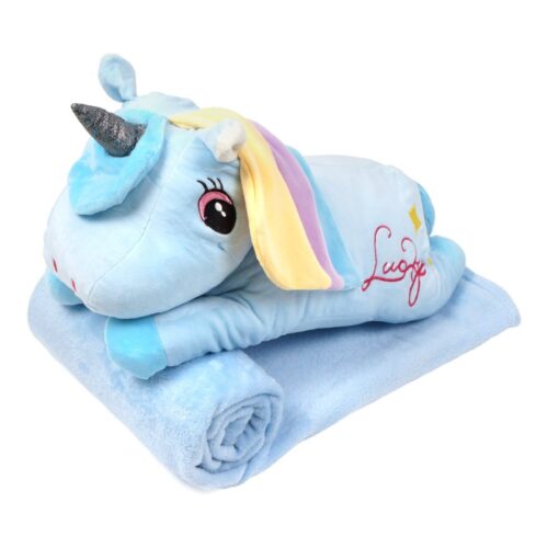 Іграшка-подушка-плед плюшева "Єдиноріг" мікс кольорів