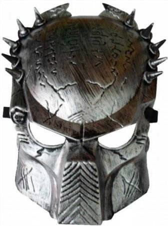 Маска на Хелловін "Хижак" срібна