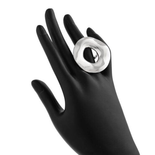 Каблучка жіноча "Геометрична" абстрактна кругла срібна (10325)