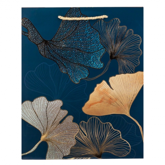 Пакет подарунковий “M” (32*26*10) "Листки Гінкго"