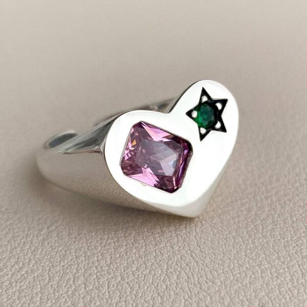 Каблучка жіноча "Геометрична" з камінцями срібна (10506)