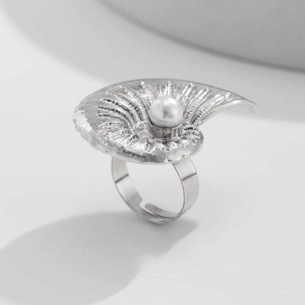 Каблучка металева об'ємна "Мушля" срібна (10294)