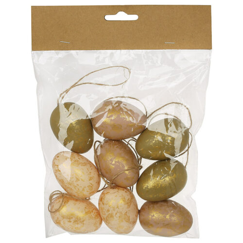 Набір декоративних підвісок "Яйце" 3.5*5 см золото (9 шт)