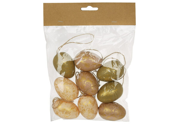 Набір декоративних підвісок "Яйце" 3.5*5 см золото (9 шт)