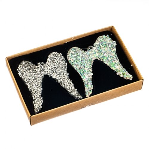 Набір ялинкових прикрас "Крила в намистинах" 7*9 см (скло)