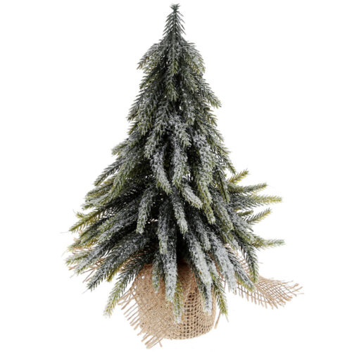 Новорічний декор "Ялинка з льодом" у джутовому мішечку 27 см