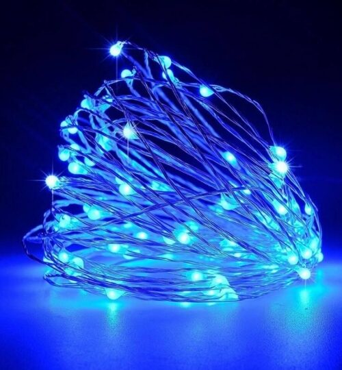 Гірлянда портативна "Роса" 10 м/ 3 режима/100 LED синє світло (USB+батарейки)