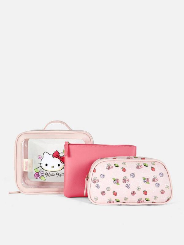 Набір косметичок Primark 3 в 1 "Hello Kitty" прозора-рожева
