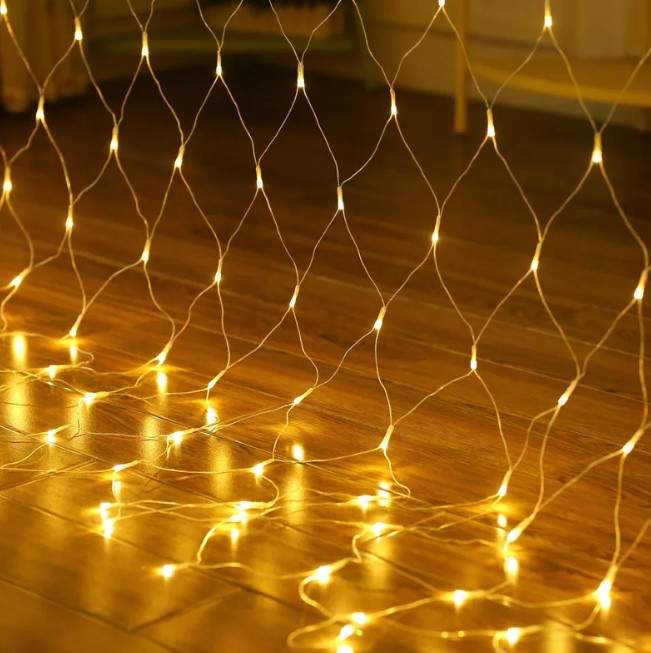 Гірлянда-сітка 2*2 м/ 120 LED золоте світло (розетка)