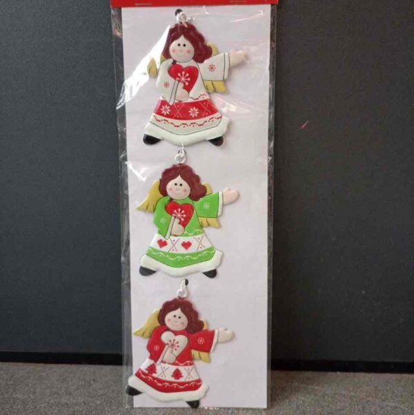 Набір ялинкових прикрас "Янголята" 3 шт (дерево)